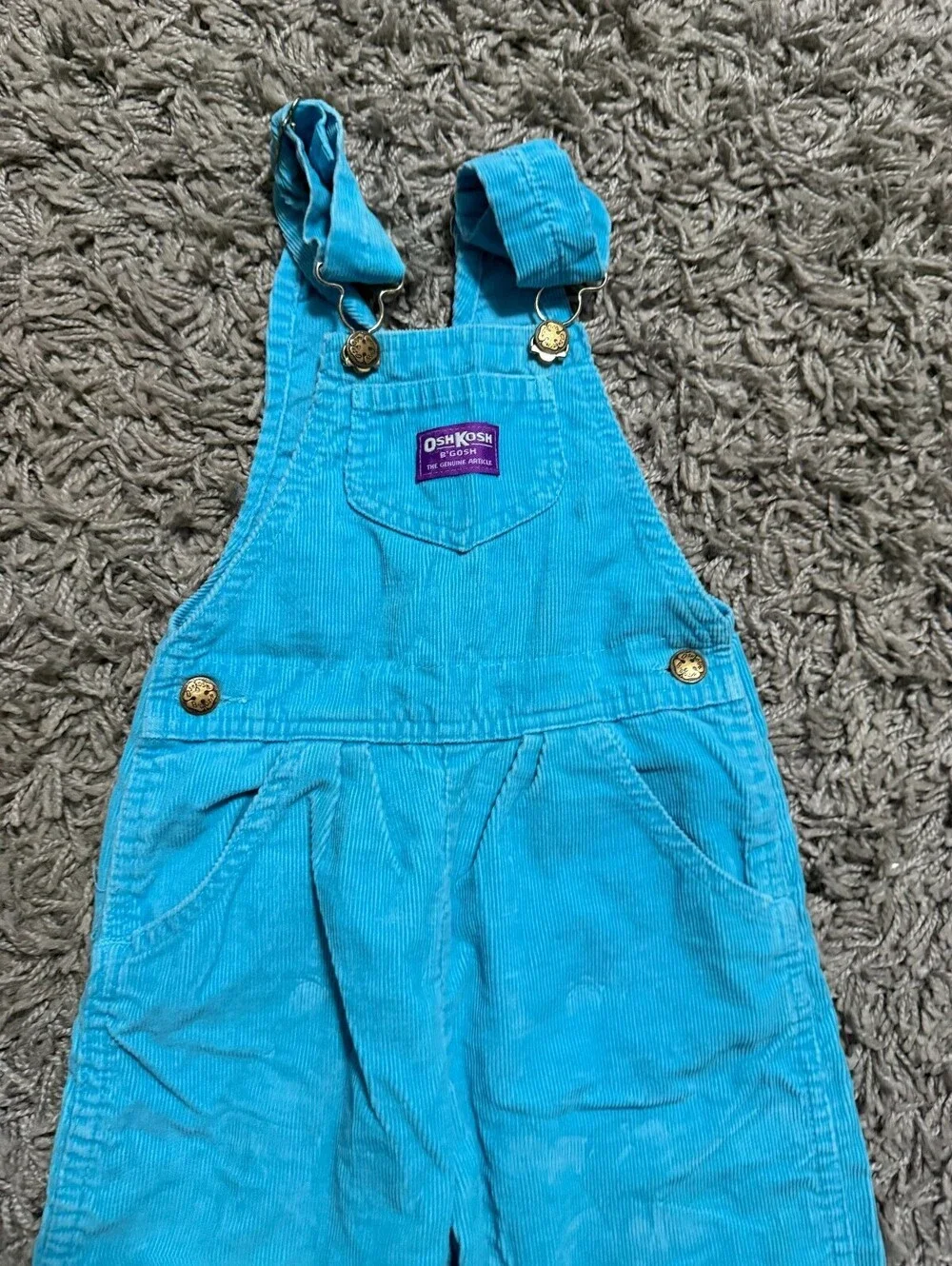 Vintage Osh Kosh B'Gosh Light Blue Corduroy Overalls  Size 6T made in USA